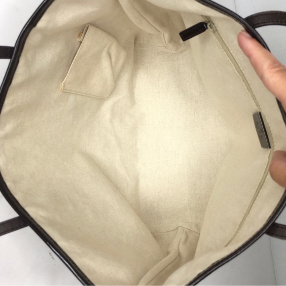 Authentic Gucci brown monogram canvas tote ribbon accents - Picture 11 of 16